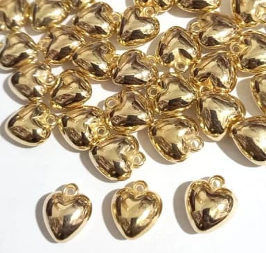 Pingente Coração Abs Dourado - 30 Unidades