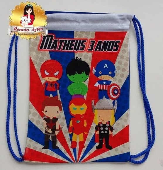 Mochilinha de Tecido Personalizada Vingadores Baby