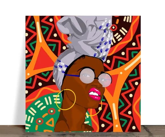 Azulejo Decorativo Afro 15x15 cm com Suporte