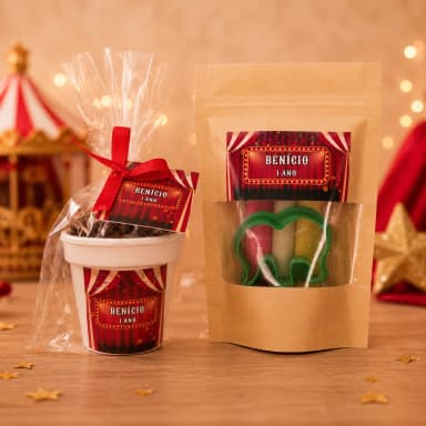 15 Uni. Kit Jardinagem + 15 Uni. Kit Massinha Zip Lock - Circo - Informar o tema no chat da compra.