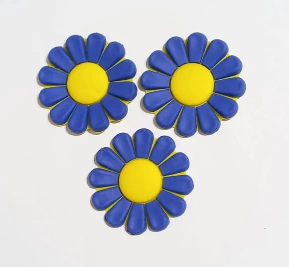 Aplique Flor Azul 4 cm Emborrachado - 6 Unidades