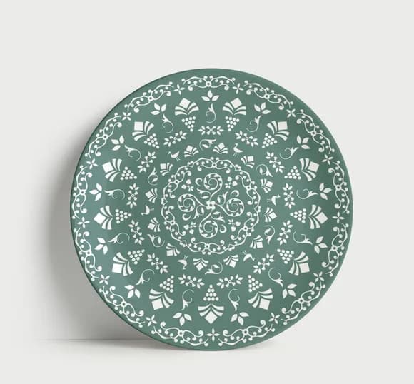 Prato Decorativo Mandala Botânica Provençal 21cm Porcelana