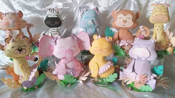 Safari Menina Kit com 12 Personagens