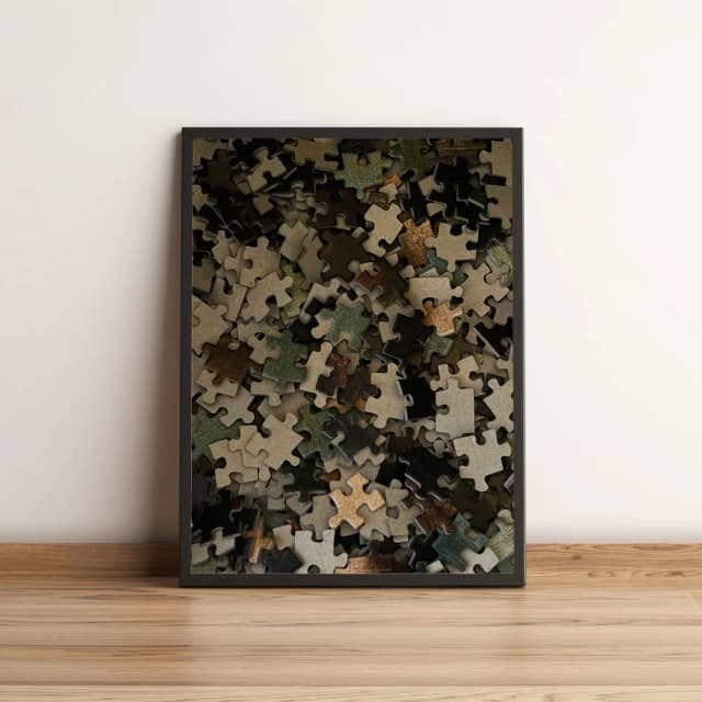 Quadro Decorativo com Peças de Quebra Cabeça Coloridas 2145