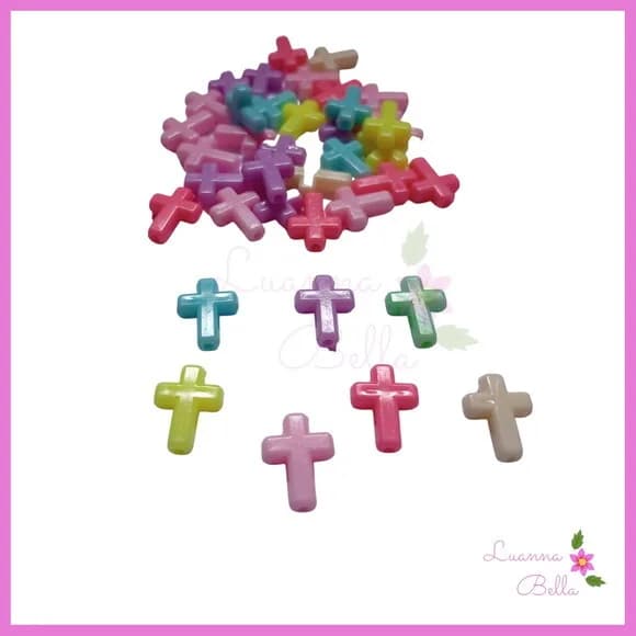 Cruz c/furo passante de acrílico varias cores-Pct c/100 unds