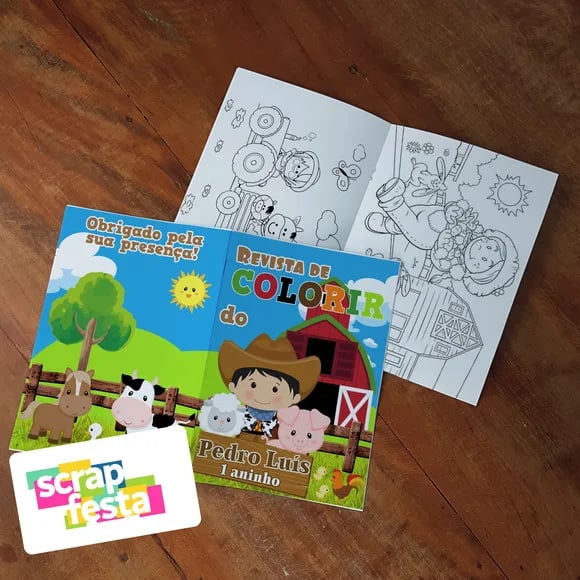 Revista Colorir + Lápis de Cor Festa Fazendinha