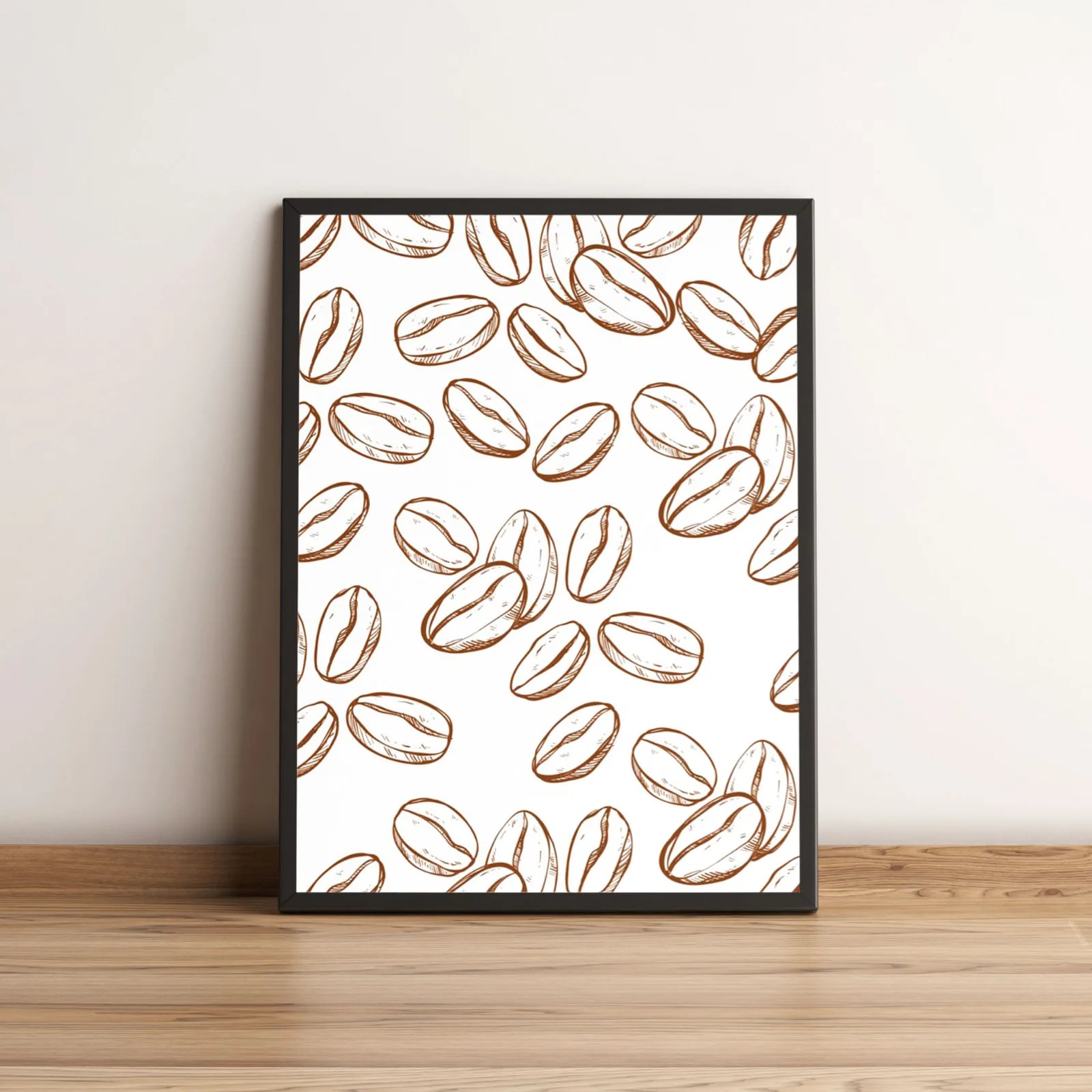 Quadro Grãos de Café Desenho Estilo Minimalista 2681