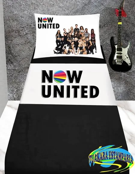 Kit Cortina + Lençol + Fronha Tema Now United 01