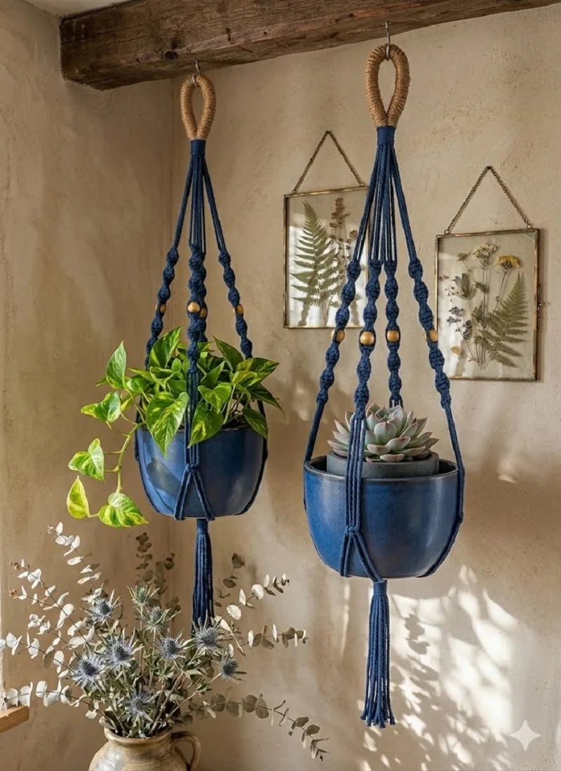 Suporte para Plantas em Macramê Feito à Mão | Decoração Boho para Casa