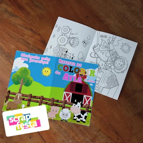 Revista Colorir + Lápis de Cor Festa Fazendinha
