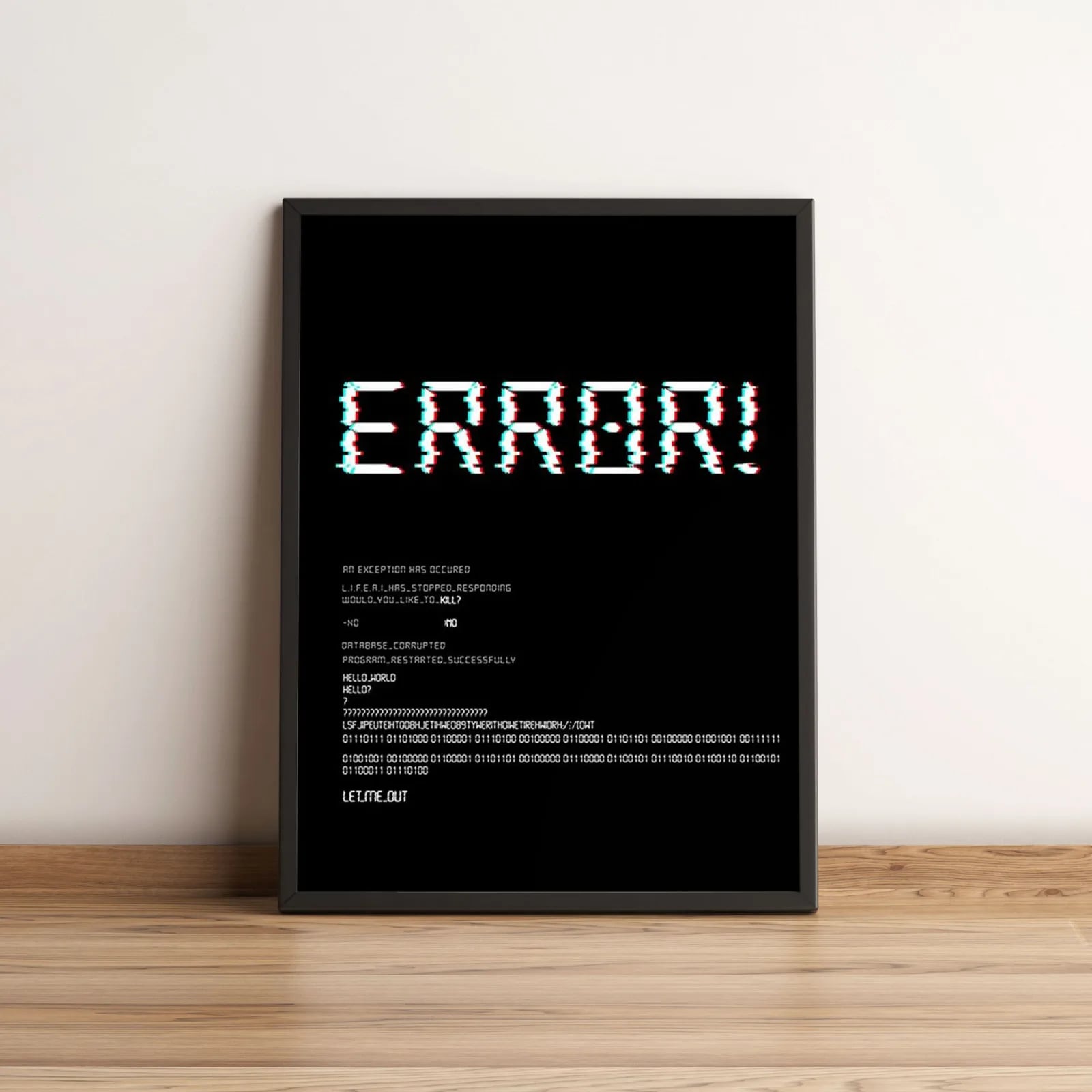 Quadro com Mensagem de Erro em Arte Glitch 33