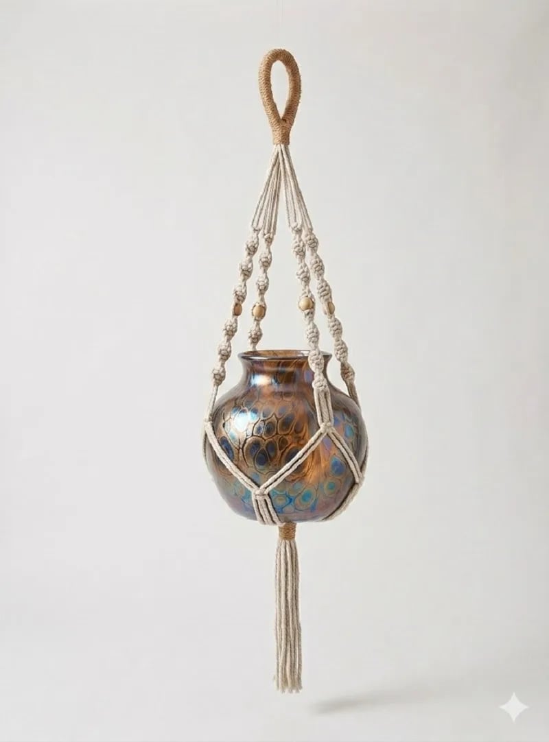 Suporte para Plantas em Macramê Feito à Mão | Decoração Boho para Casa