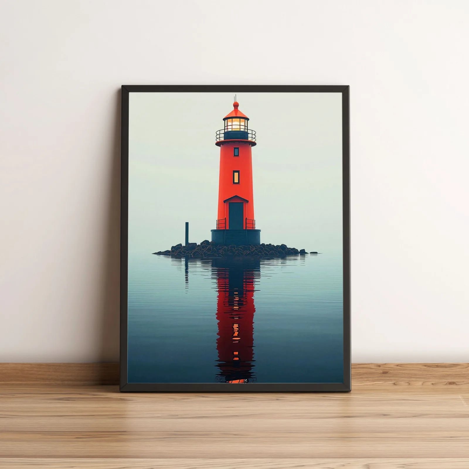 Quadro Farol Vermelho Minimalista na Decoração 2671
