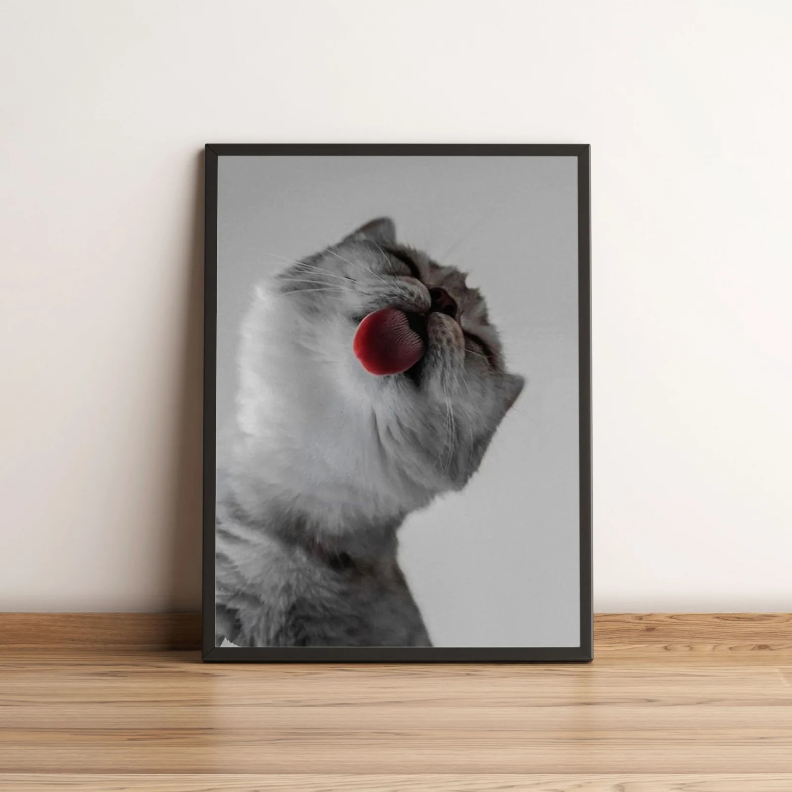 Quadro Gato Lambendo a Tela 20