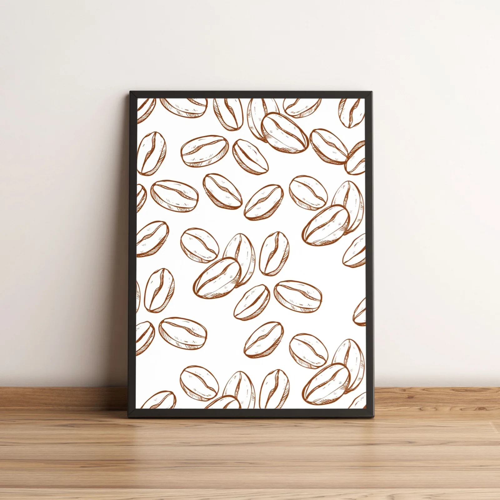 Quadro Grãos de Café Desenho Estilo Minimalista 2681