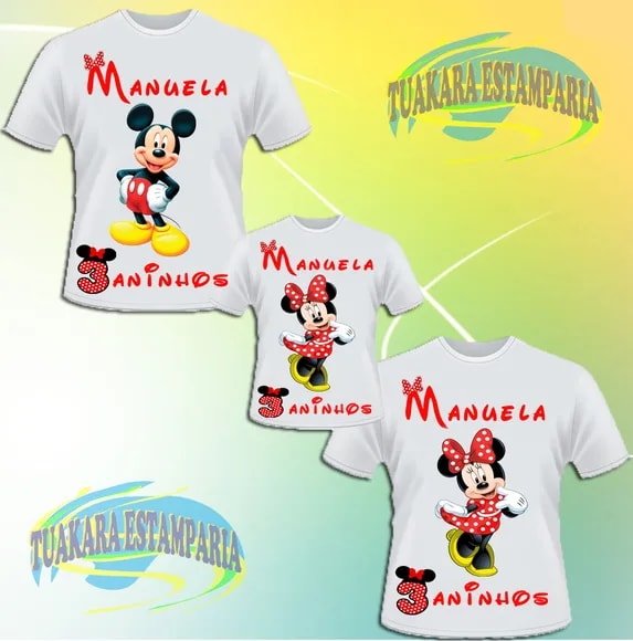 Kit 3 Camisetas - Minnie Vermelha