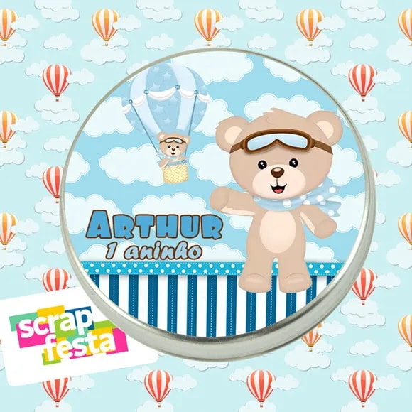 Latinha Personalizadas Festa Urso Baloeiro