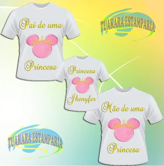 Kit 3 Camisetas - Princesa Minnie Rosa