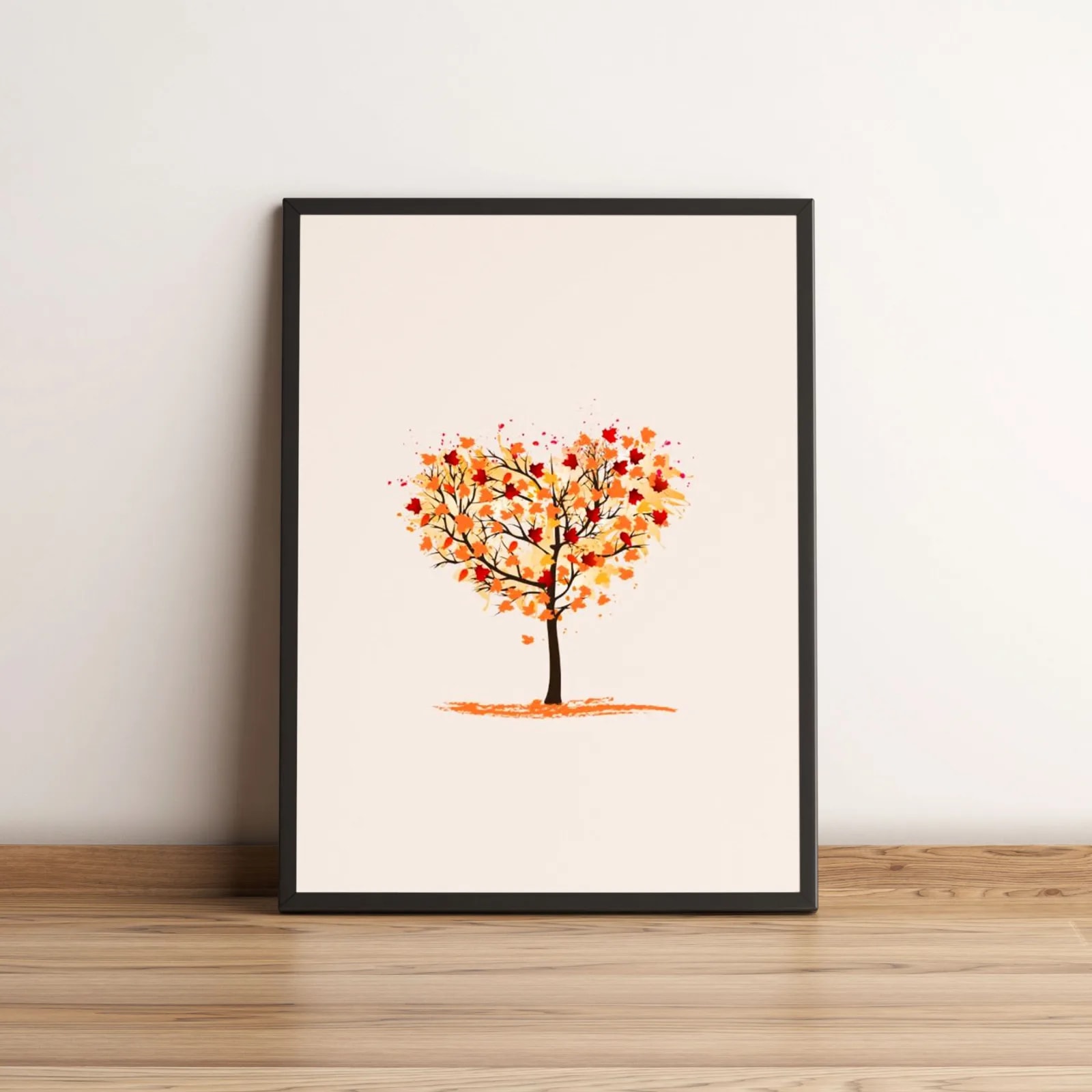 Quadro Árvore Coração Outonal Minimalista 2672