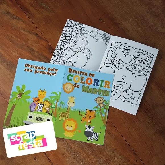 Revista Colorir + Lápis de Cor Festa Safari