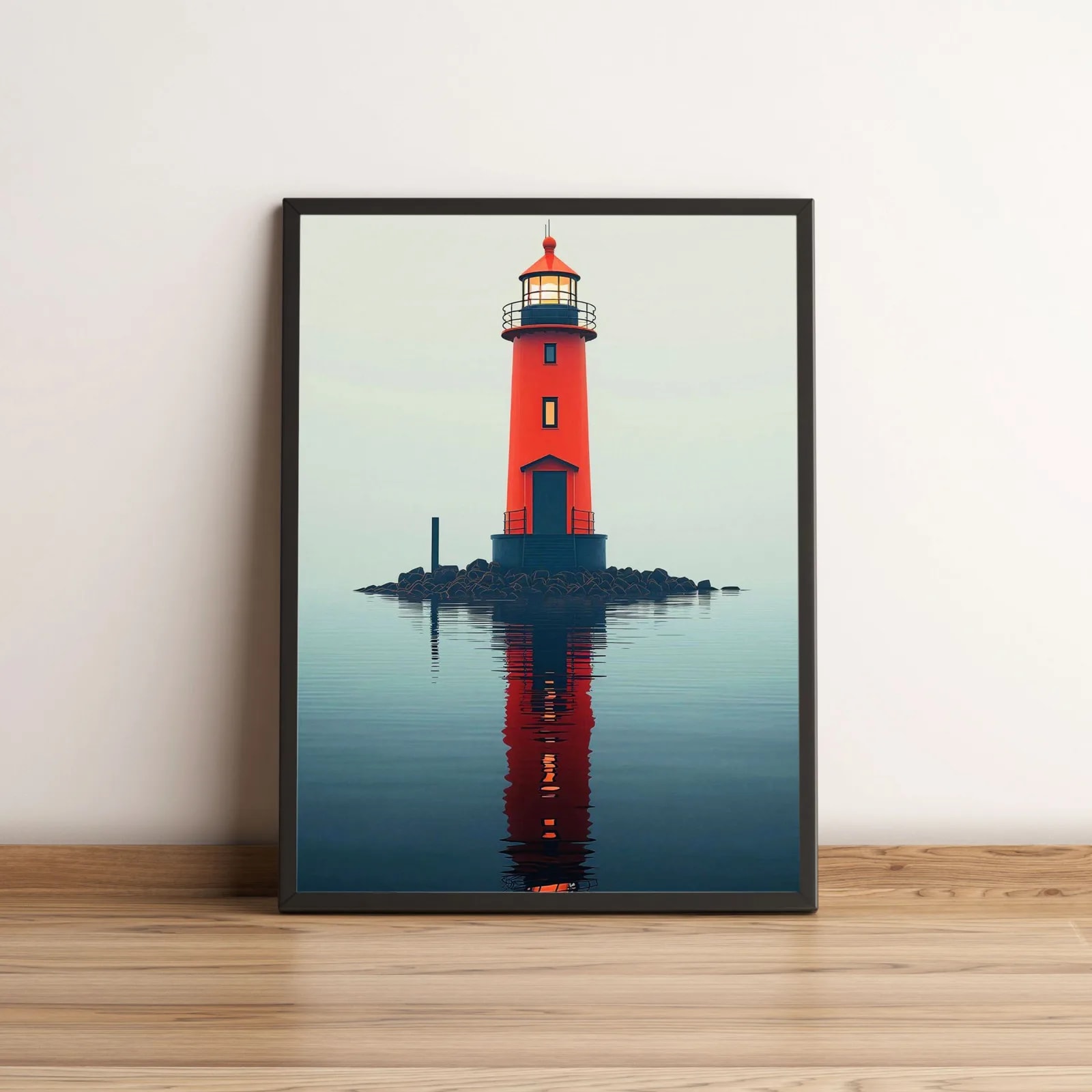 Quadro Farol Vermelho Minimalista na Decoração 2671